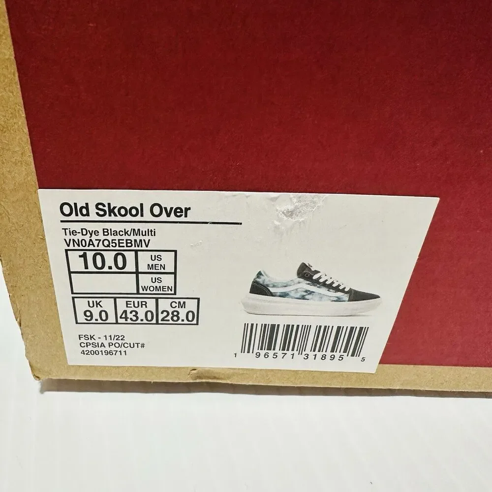 NIB Vans Men's 10 ComfyCush Old Skool Overt CC Sneaker Tie Dye Shoe Black Blue